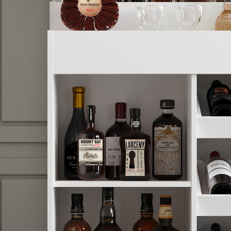 Wine Coffee Bar Cabinet With LED Lights
