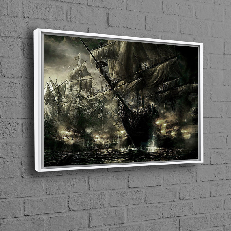 Abstrait, art moderne de bateau pirate, art mural pour la décoration intérieure avec impression de voilier et éléments 3D intrigants - cadeau parfait pour les amateurs d'art et de nautisme