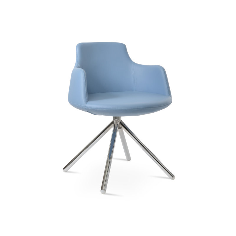 Chaise avec accoudoirs Dervish, Bleu, Chrome