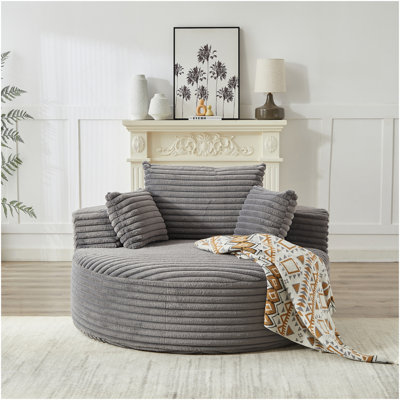 Canapé-lit simple en éponge de 55 pi en velours côtelé, sans assemblage requis, fauteuil moelleux moderne pour le salon, la chambre à coucher, le salon et la salle de projection (pas une chaise pivotante).
