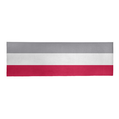 Tapis rouge rayé/argenté