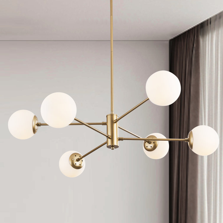 6-Light Modern Sputnik Chandelier, Linear Farmhouse Ceiling Light *incomplete* 