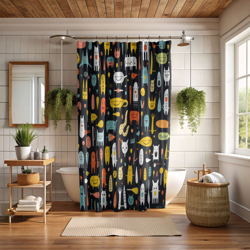 Animated Fun - Premium Shower Curtain, 74"H x 71"W