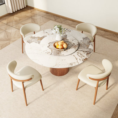 Cuisine avec plateau tournant rond et piédestal de ferme (1 table, 4 chaises, 1 table, 6 chaises)