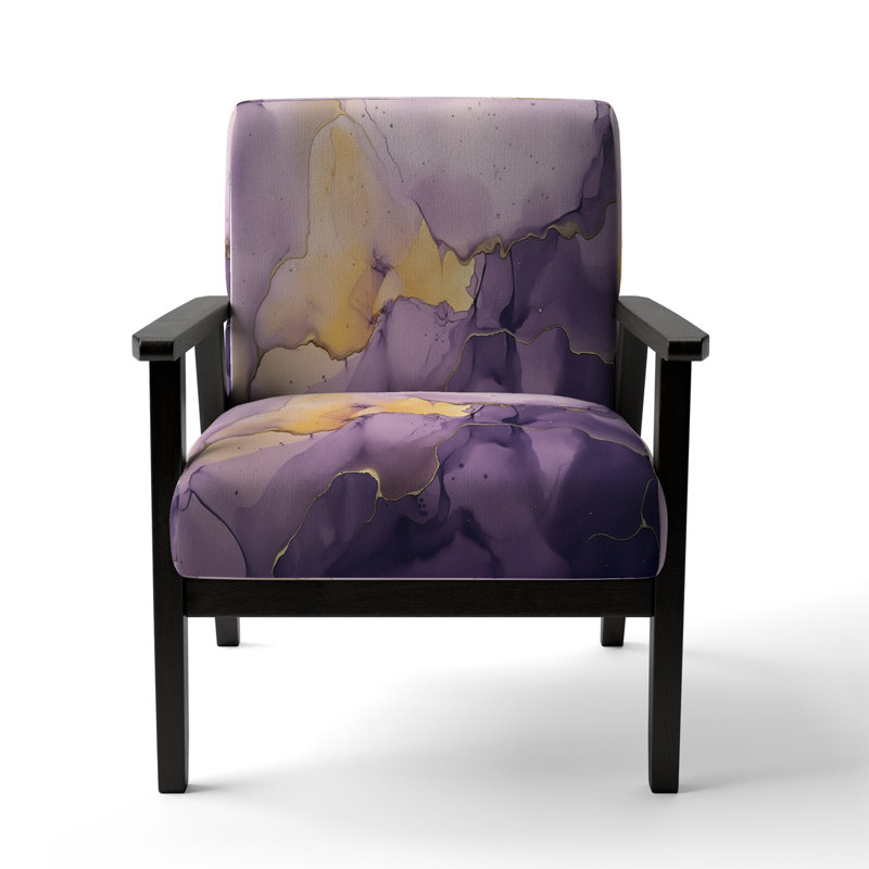 Fauteuil Berdahl, Mauve / doré, Accoudoirs carrés noirs