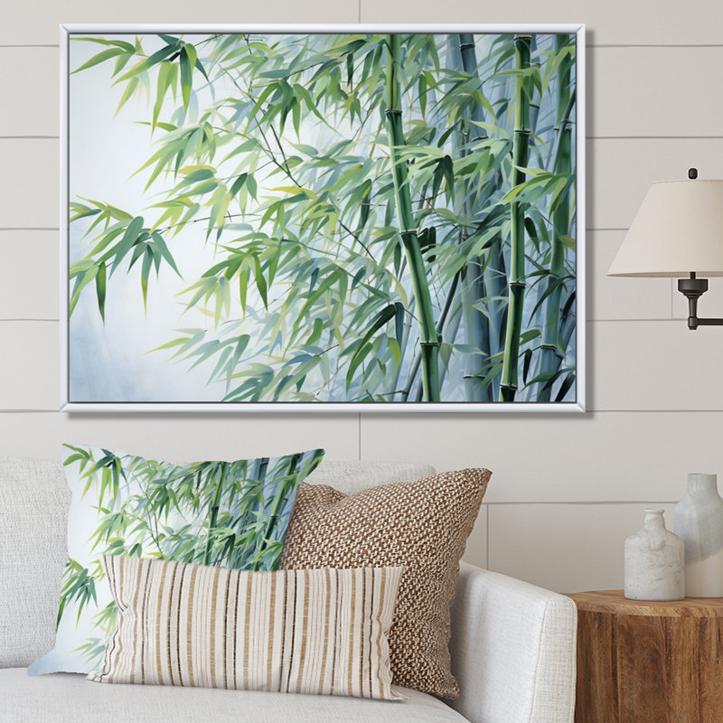 Bamboo Romantic Dream V, reproduction d'art sur toile, H 34 po x l 44 po x P 1,5 po, Cadre flottant blanc