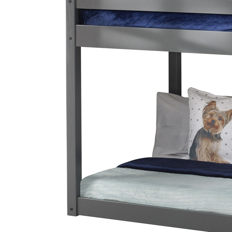 Pink Twin Loft Bed With Wooden Frame, Gris