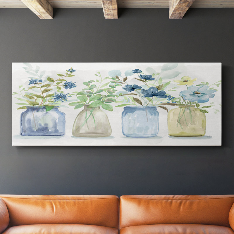 Blue Pickings - Toile tendue avec châssis - Prêt à accrocher, H 16 po x l 40 po