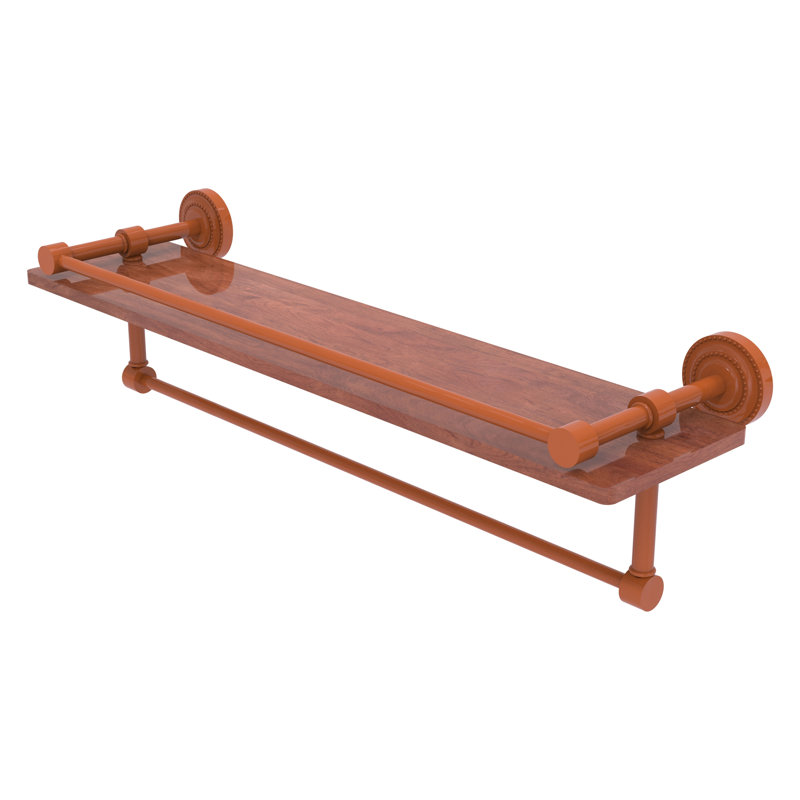 Tablette en bois de fer de la collection Dottingham IPE avec galerie Gallery et barre à serviettes, H 5 po x l 22 po x P 5 po