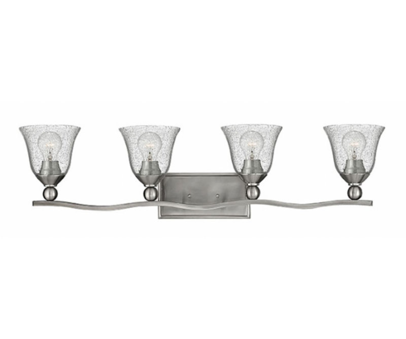 Bolla 4-Light Vanity Light, Olde Bronze, Clear Seedy Glass, Incandescent