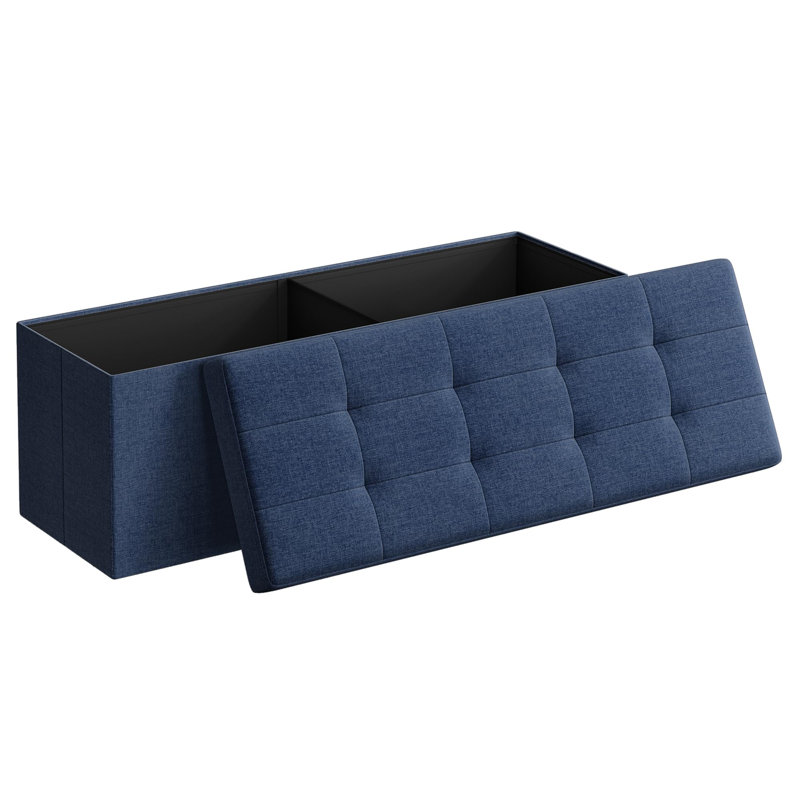 Banc de rangement avec repose-pieds 43 pouces, Bleu minuit