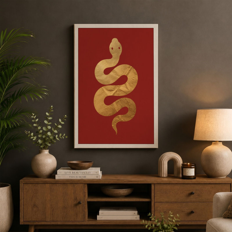 Gilded Serpent Graphic - Wrapped Canvas, 18x12 - 45.7 x 30.5 cm, Terracotta Border