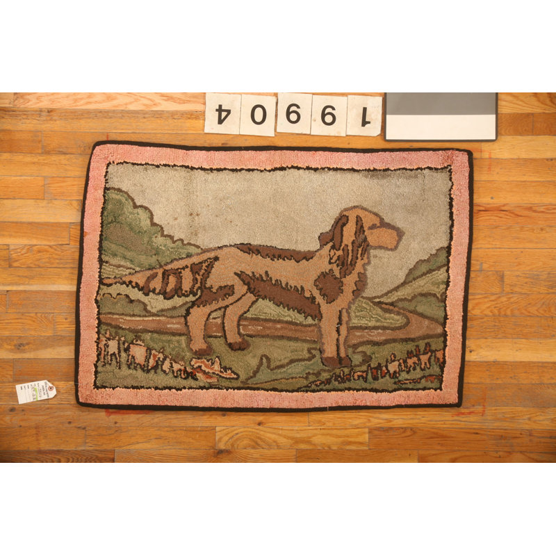 Hand Knotted Wool Animal Print Area Rug in Multicolored