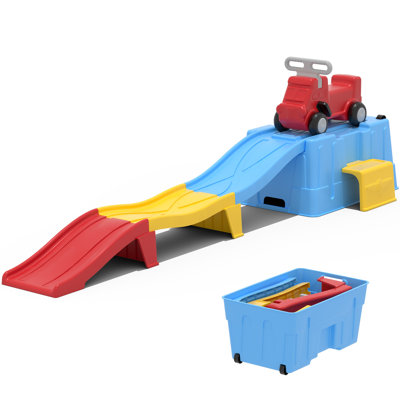 Up & Down Roller Coaster Kids Ride On Toy,Toddler Push Car With Assembled Race Track&Storage Base Box,Indoor Outdoor Fun Playset For Toddlers,Red