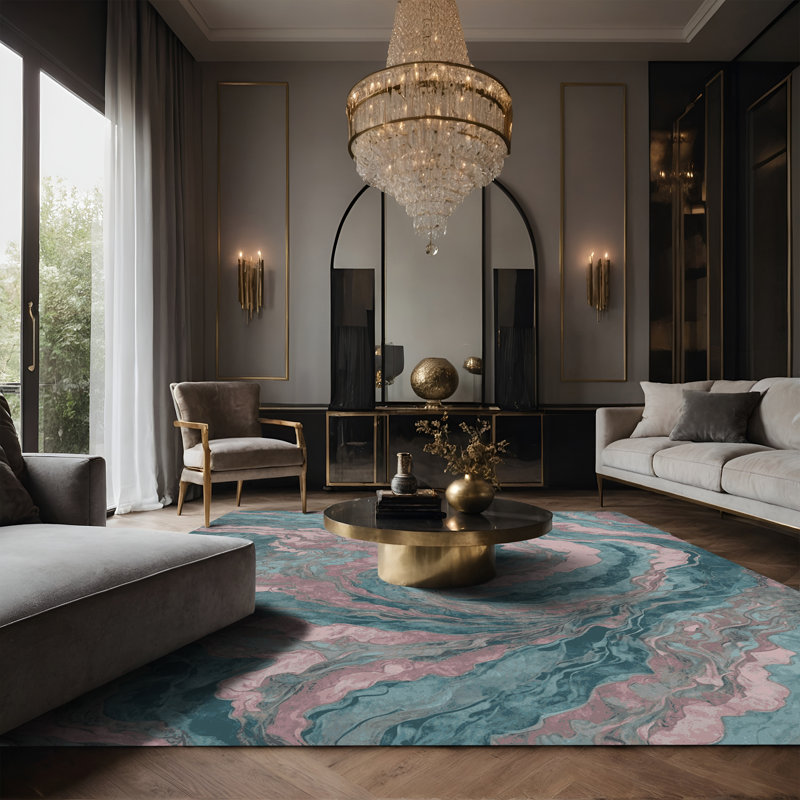 Tapis gris soyeux et moelleux, Rectangle 6 pi x 9 pi