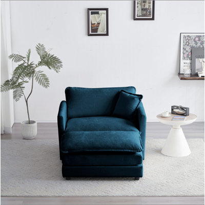 Fauteuil d'appoint moderne avec repose-pieds, fauteuil club en chenille, fauteuil de lecture pour chambre à coucher