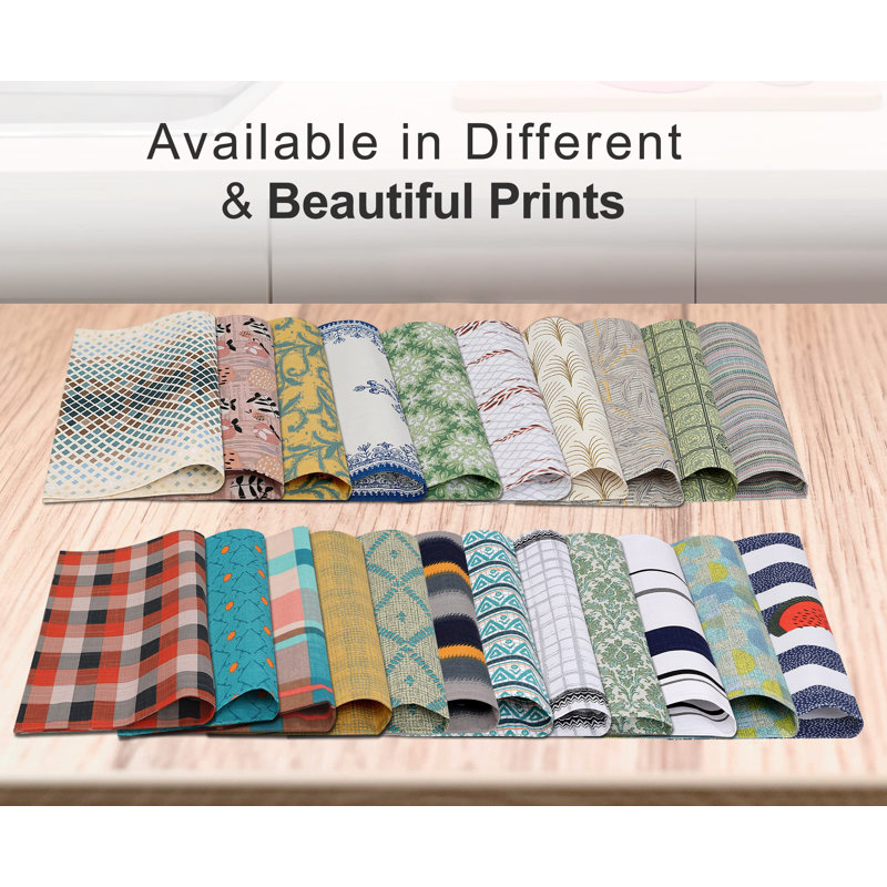 Ruvanti Beige and Blue Cotton Rectangle Placemats Set of 6