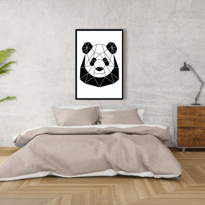 Panda géométrique - Toile encadrée, animaux noirs