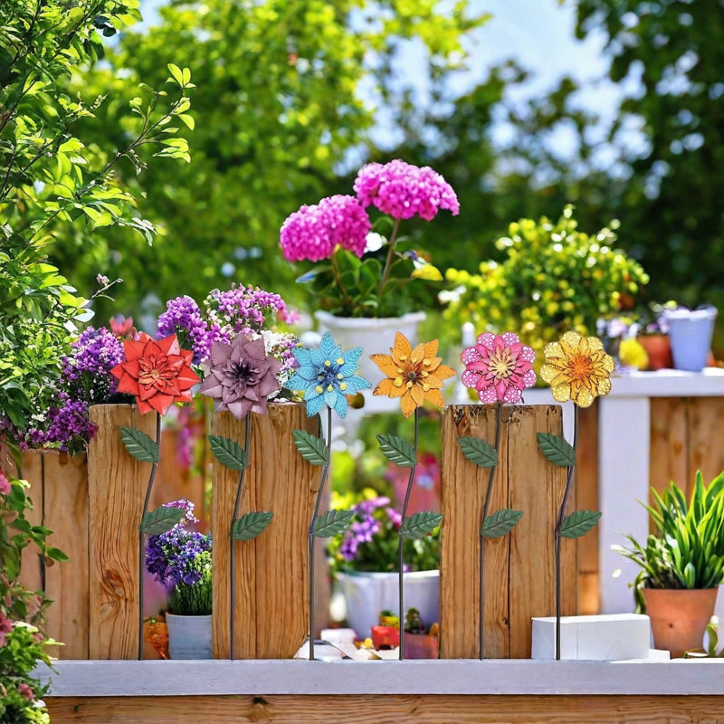 Décoration de jardin en métal avec piquets de jardin 6 pièces