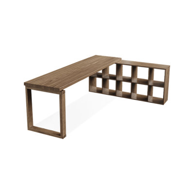 Bureau en bois de noyer clair en forme de L 62,99 po