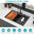 33" Drop-In Workstation Kitchen Sink With Pull-Out Faucet, Gunmetal Black, Single Bowl 16 Gauge Stainless Steel | Gift Idea