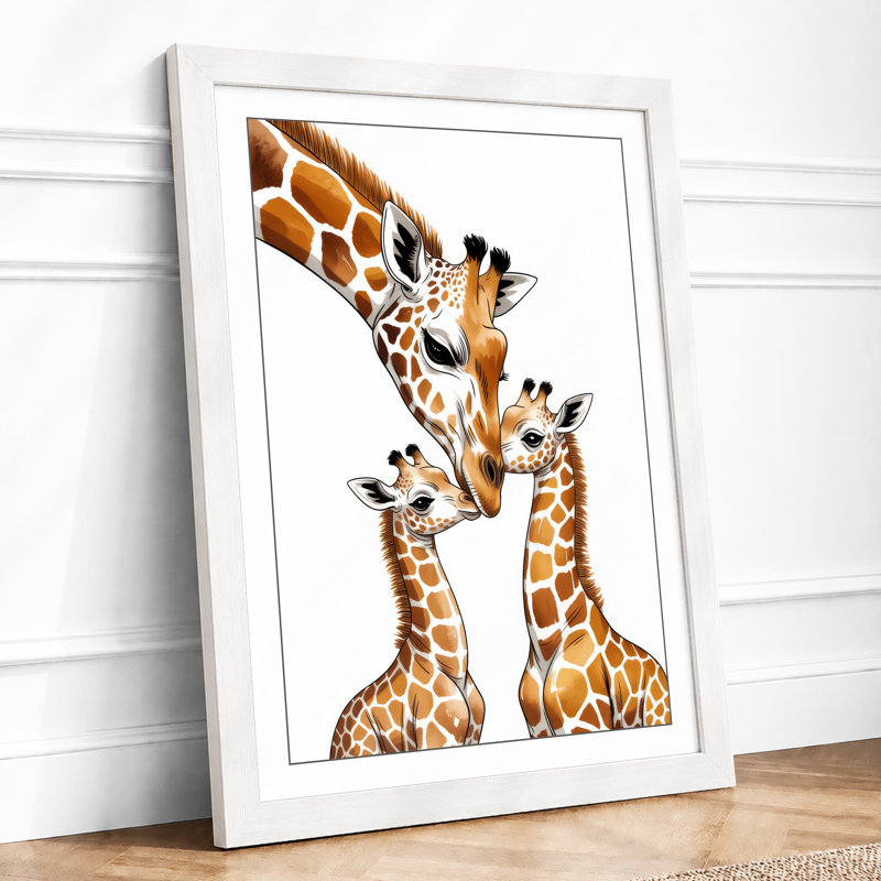 Three Giraffes Boho 1 Piece Single Picture Frame Wall Art, A4 - 29.7 x 21.0 cm, White