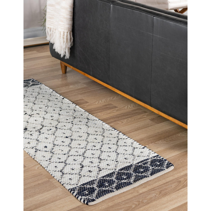 Tapis géométrique ivoire en jute et sisal tissé à plat à la main, Tapis de couloir 2 pi 2 po x 8 pi
