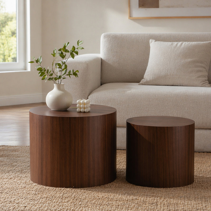 Ensemble de 2 tables basses rondes Nesting, Walnut