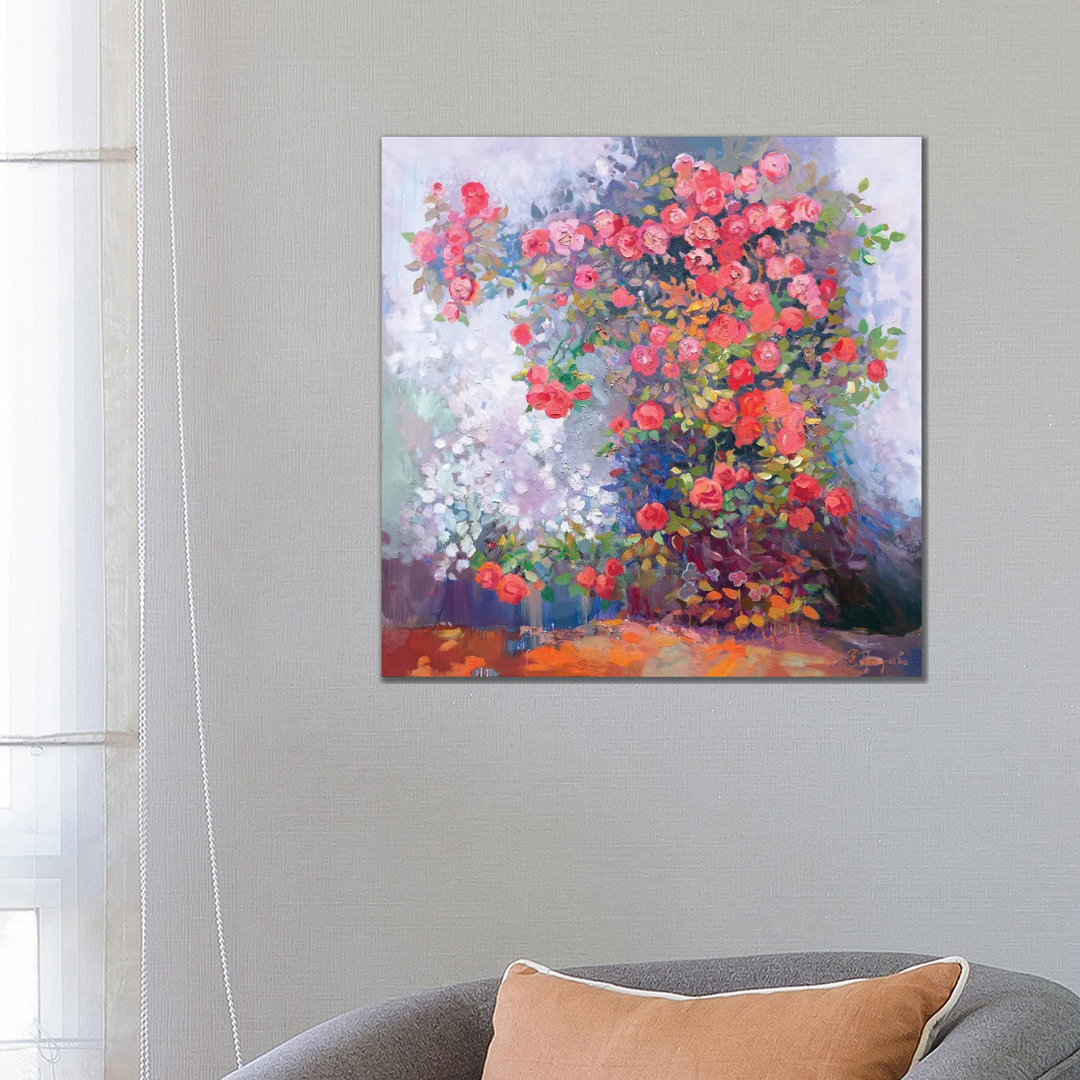 Scharlachrote Rosen von Anastasiia Grygorieva - Galerie-umwickelte Leinwand Giclée auf Leinwand