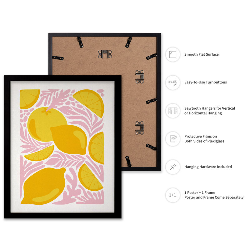 Groovy Lemons, Cadre noir, Affiche, H 24 po x l 32 po