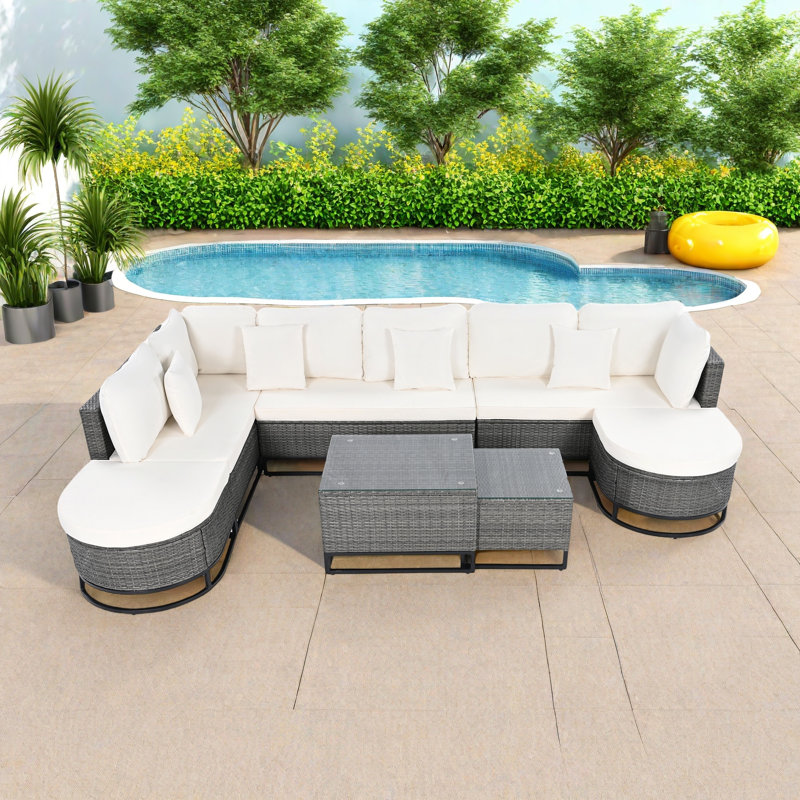 Ensemble de conversation modulaire avec coussins 7 pièces 7 pièces, White