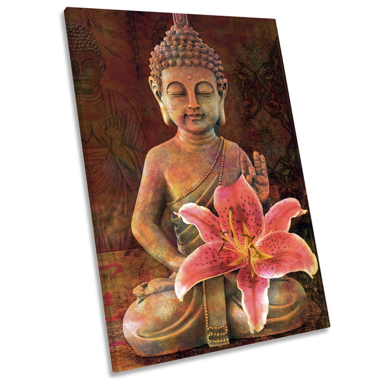 Buddha Monk Flower - Wrapped Canvas Print, 61cm H x 40.6cm W x 2cm D