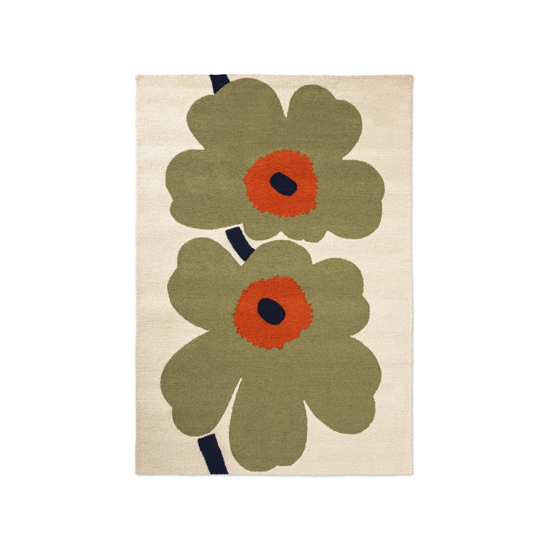 Unikko Anniversary Honey | 433001, Rectangle 4'7" x 6'7", Dusty Green