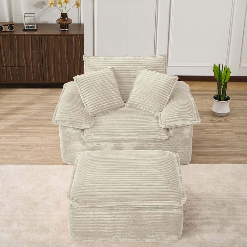 Canapé avec repose-pieds Khalif, Beige