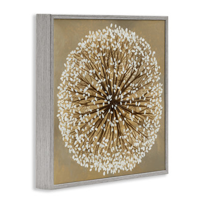 Abstract Dandelion Flower Full Bloom Brown White by Liz Jarrdine - Graphic Art Print