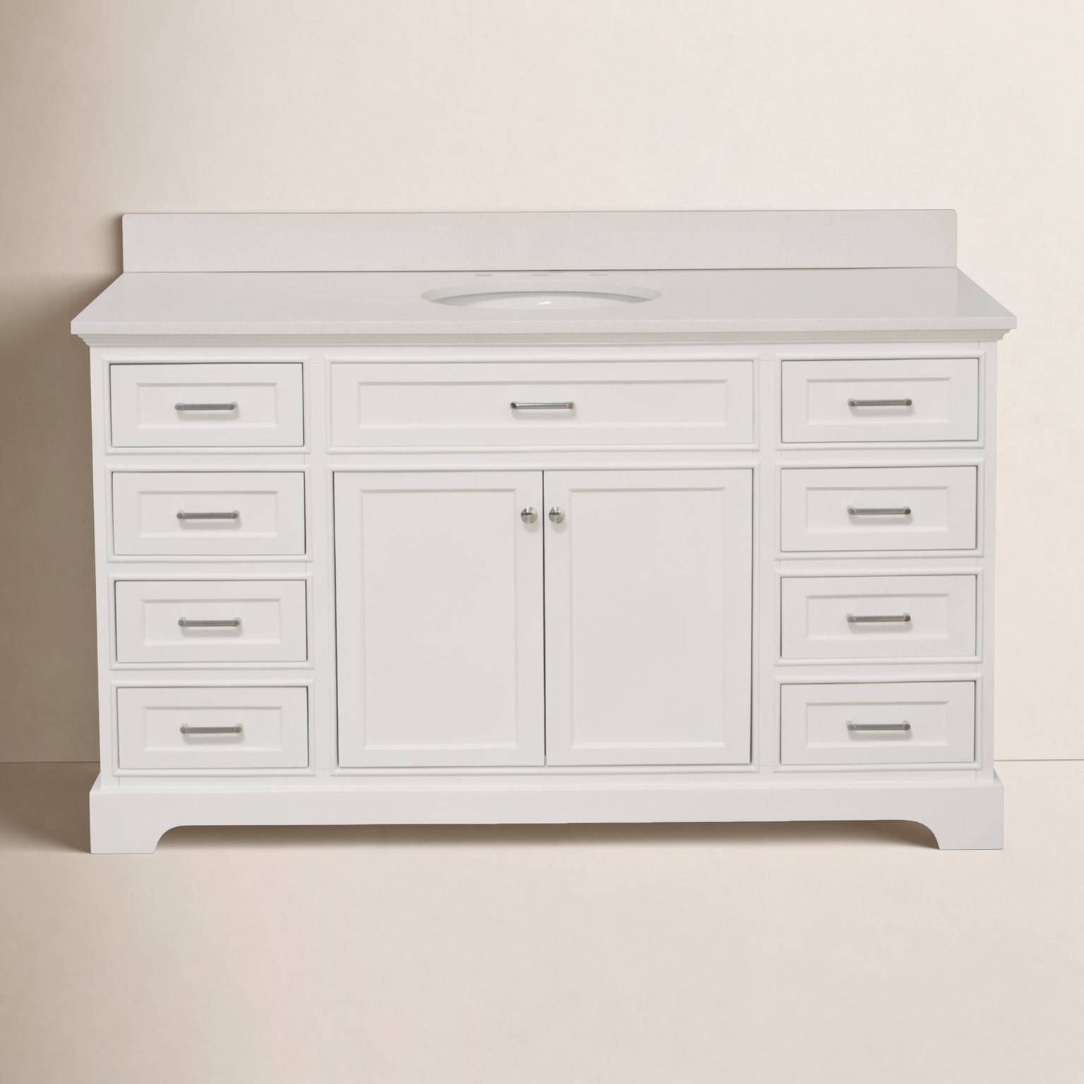 Ronnie 60'' Single Bathroom Vanity, White, Quartz
