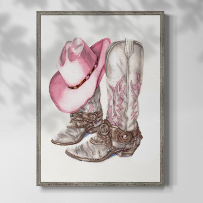 «Her Cowboy bottes», reproduction encadrée - bois massif