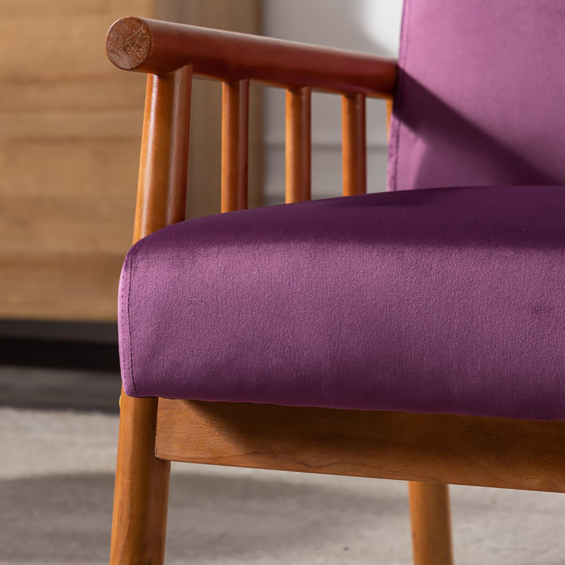 Wide Classic Mid-Century Modern Arm Chair, Purple