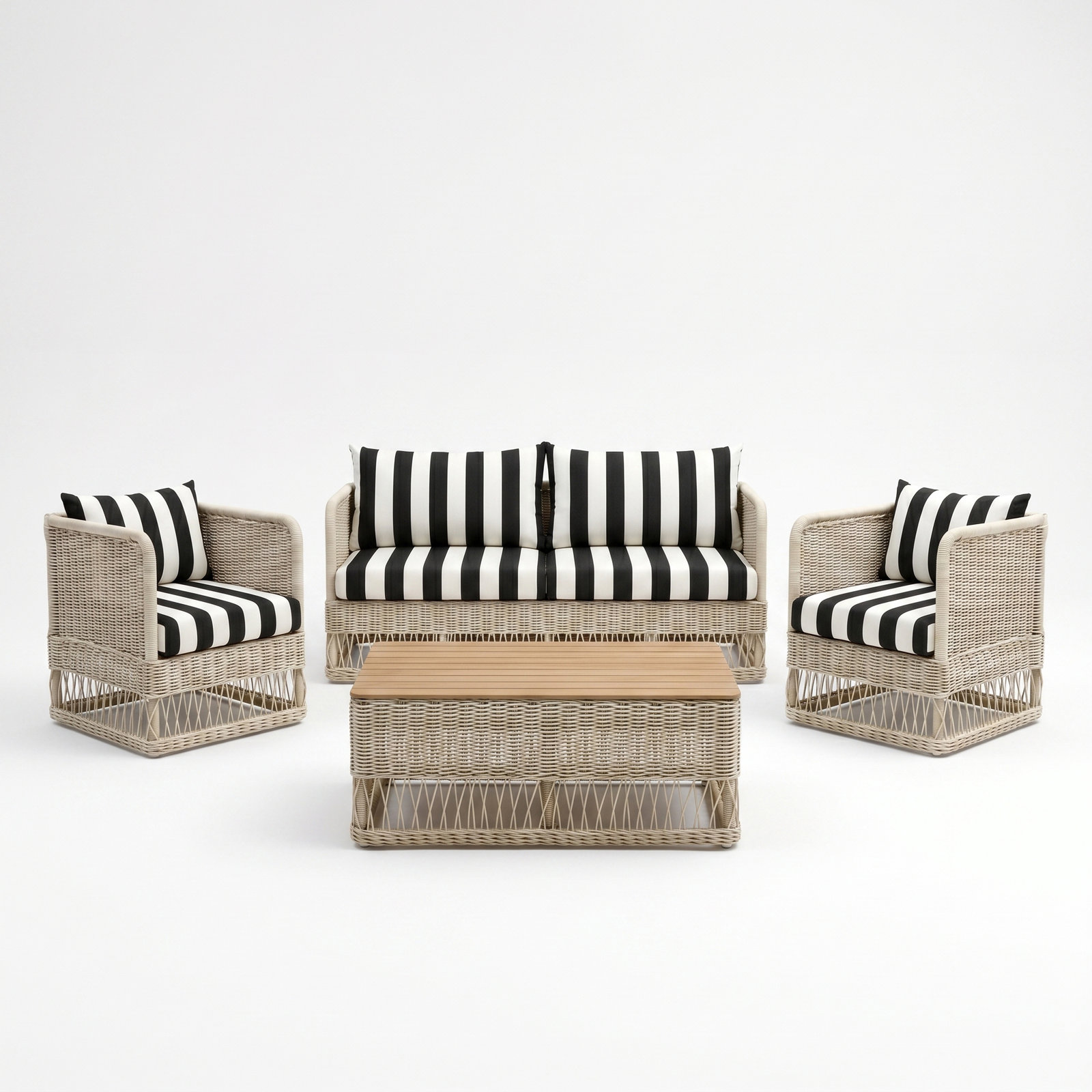 Margot 5-Person Sunbrella® Complete Patio Set, Canvas Cabana, White