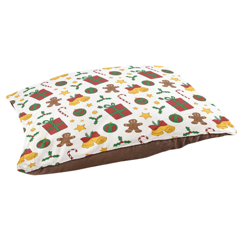 Oreiller d’intérieur christmas décoration, l 40 po x P 30 po x H 6,5 po, Jaune / Rouge