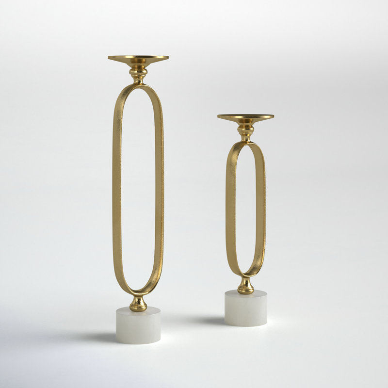 2 Piece Tabletop Candlestick Set, Gold
