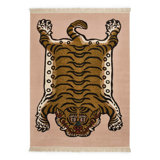 Saber Machine Woven Wool Area Rug in Blush/Khaki