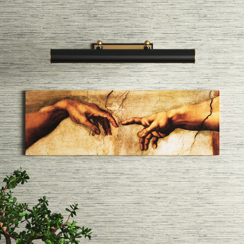 The Creation of Adam by Michelangelo - 1 Piece Panoramic Painting on Canvas, 30.48 cm H x 91.44 cm W x 1.91 cm D, No Frame