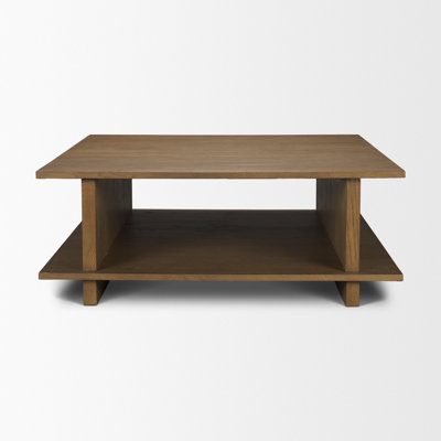 Table basse carrée en bois avec tablette ouverte Boden