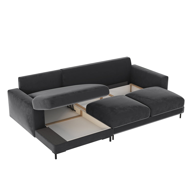 Benites 3 Seater Sofa Bed, Left Hand Facing, Dark Grey