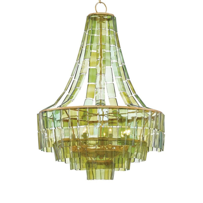 Lustre vert Alan Mizrahi Vintner, Métal gris, H 30 po x l 20 po x P 20 po, Gelé