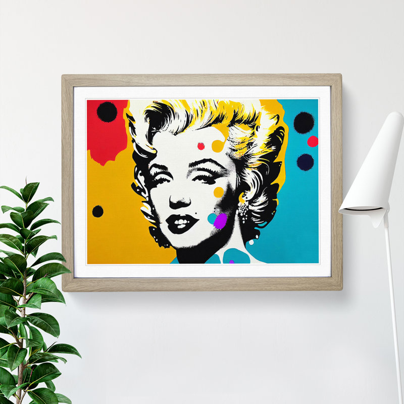 Pop Marilyn Monroe 1 Piece Single Picture Frame Wall Art, 34cm H x 46cm W x 2cm D, Oak