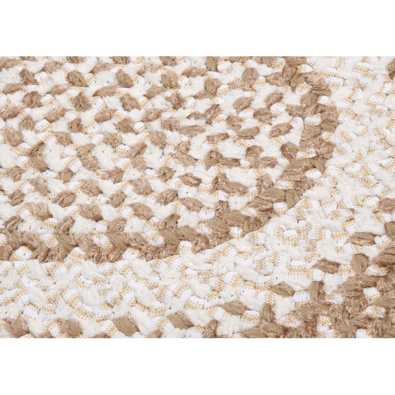 Tapis naturel / blanc en coton tressé à la main Launcelot, Rond 4 pi