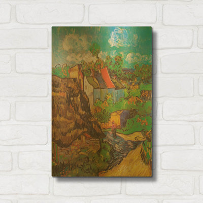 «House At Auvers» par Vincent Van Gogh, art mural en métal doré, 12 po x 16 po