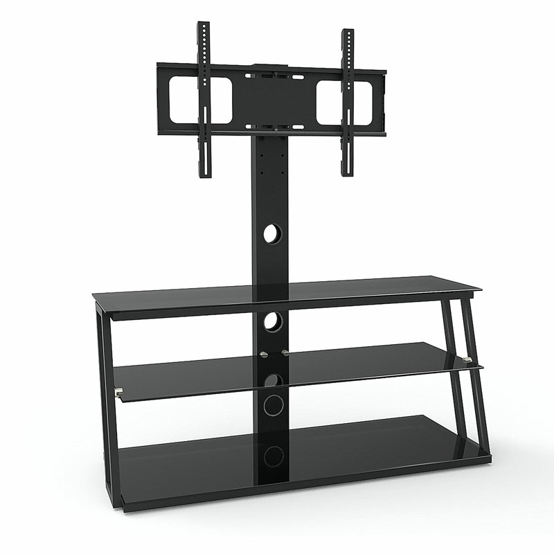 Black multifunctional adjustable angle and height tempered glass TV stand